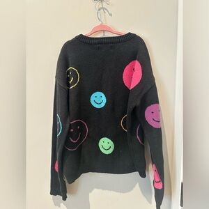 Andy & Evan Black Sweater with Multicolor Smiley Faces